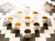 Photo of nine coffees of different colors