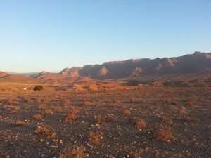 View of arid mountains at dusk in the Richtersveld Community Conservancy, South Africa.